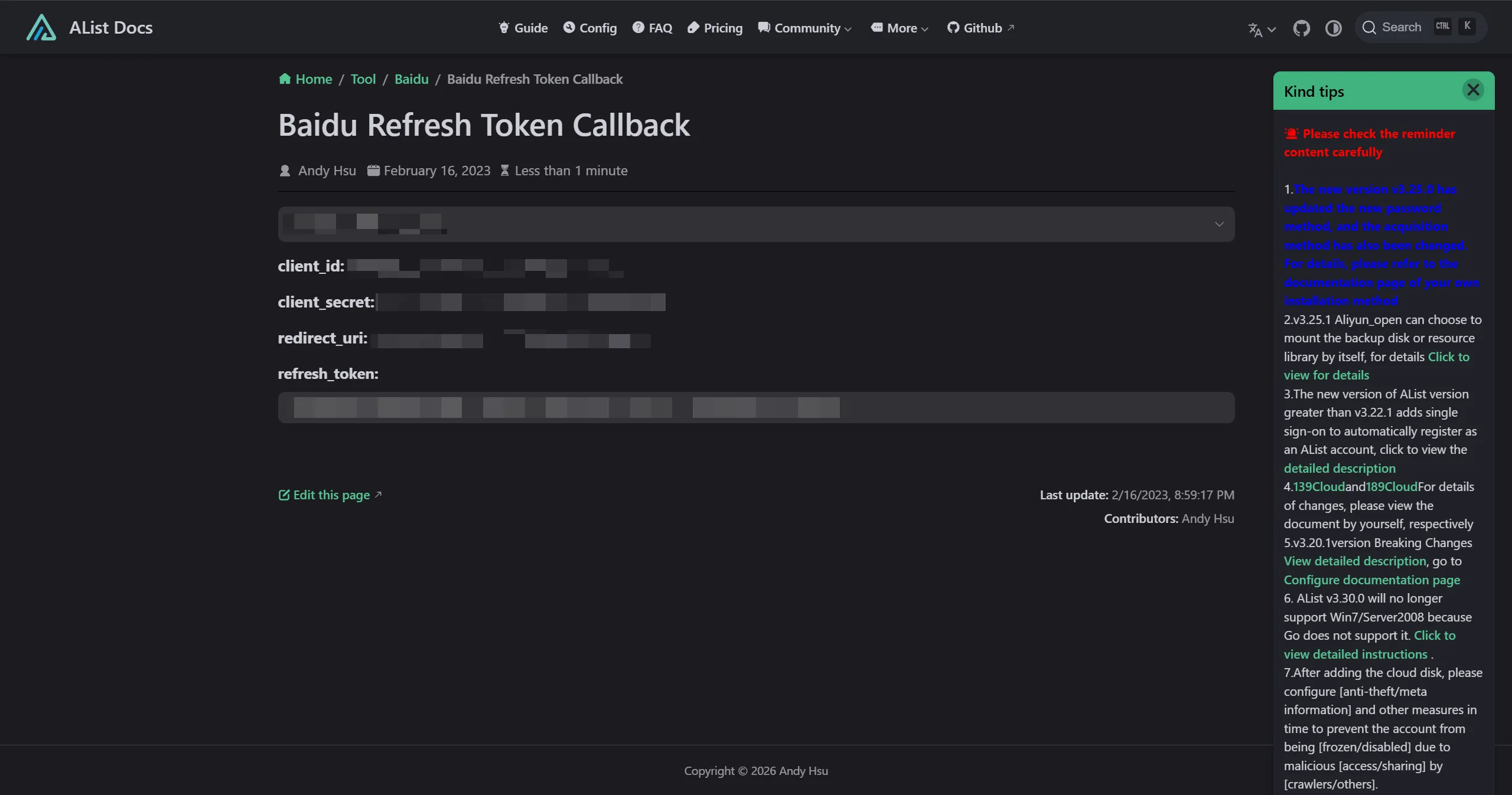 Baidu Refresh Token Callback