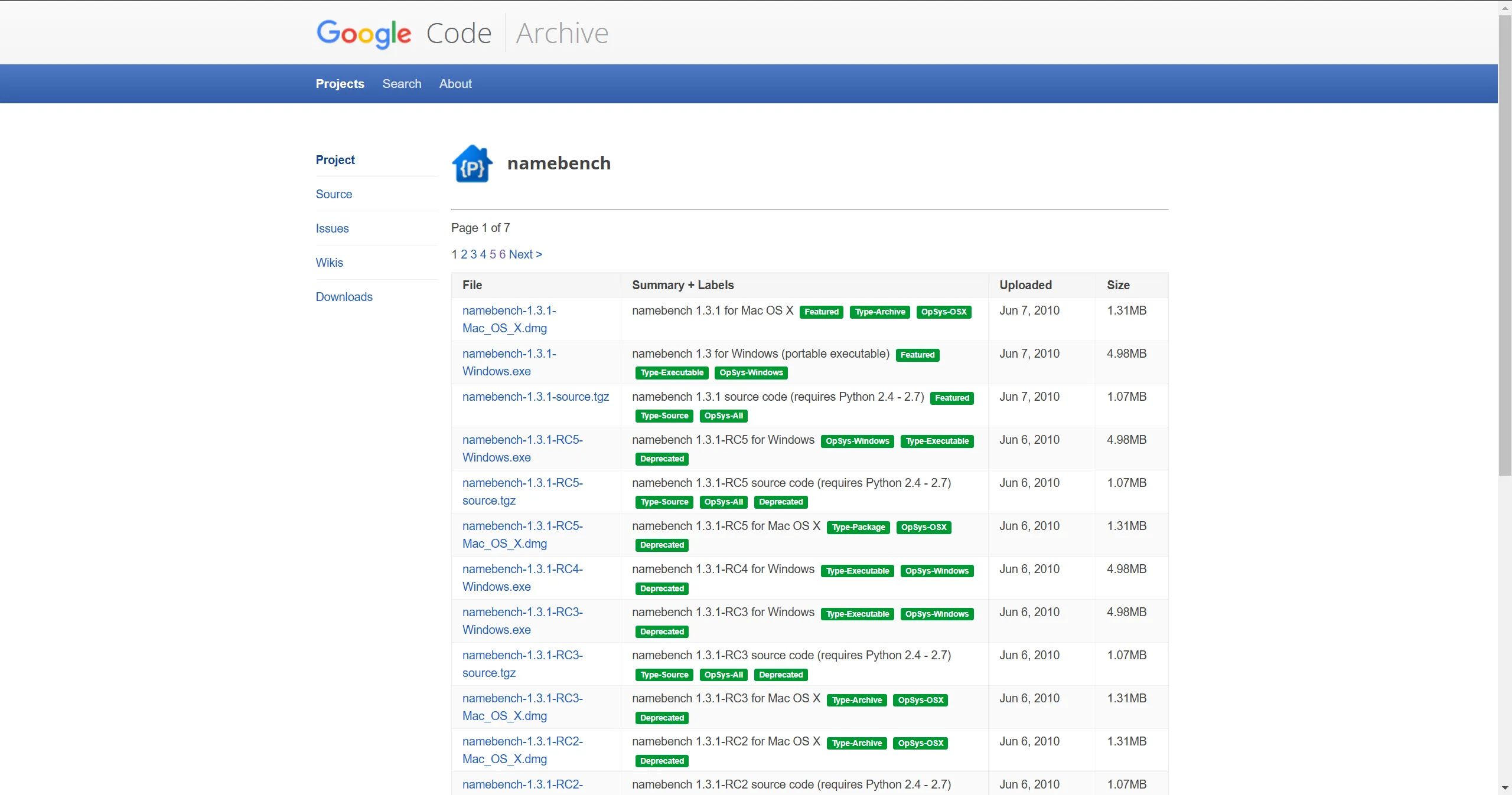 Namebench 下载页面