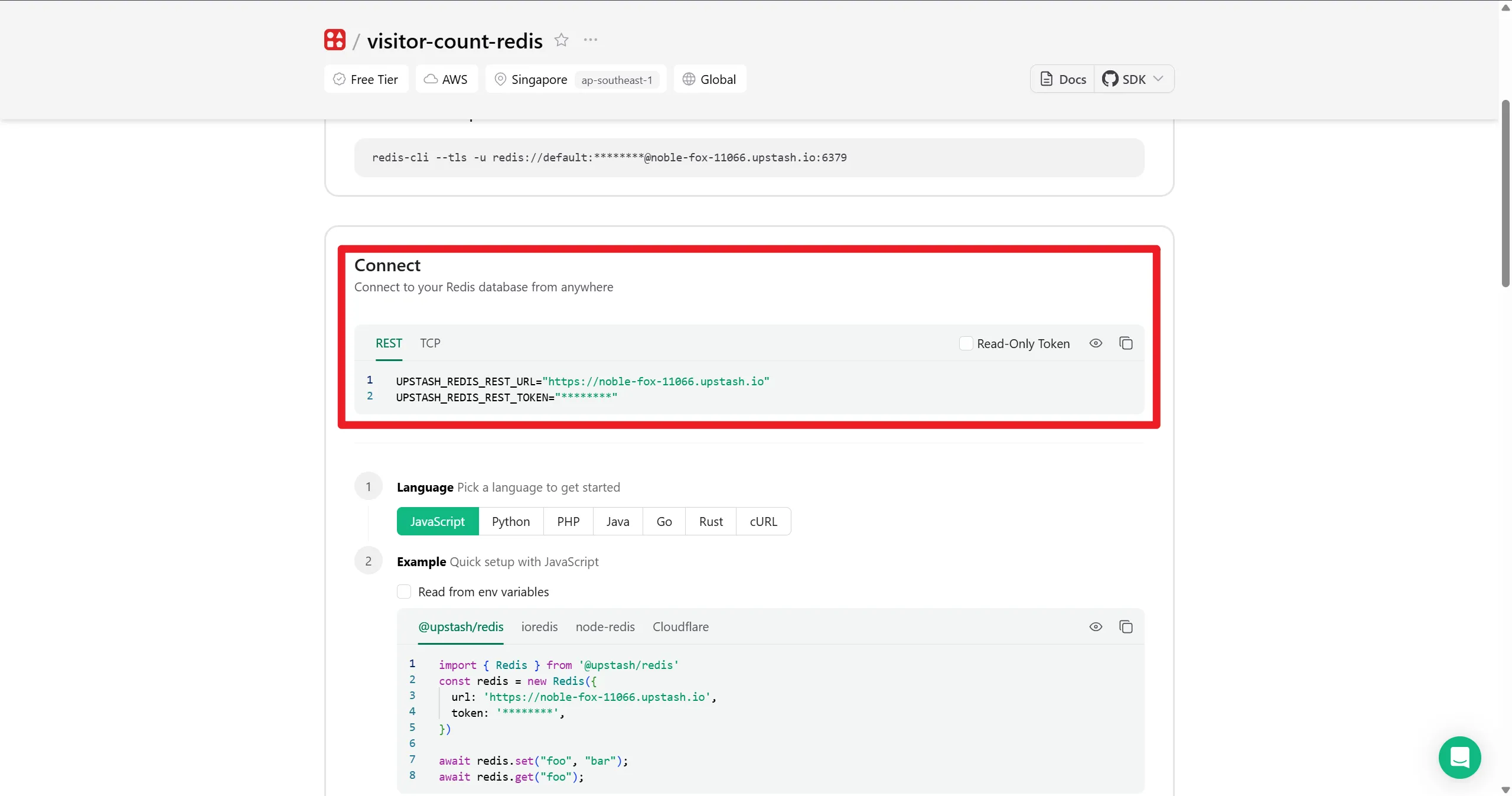 New Upstash Redis Example