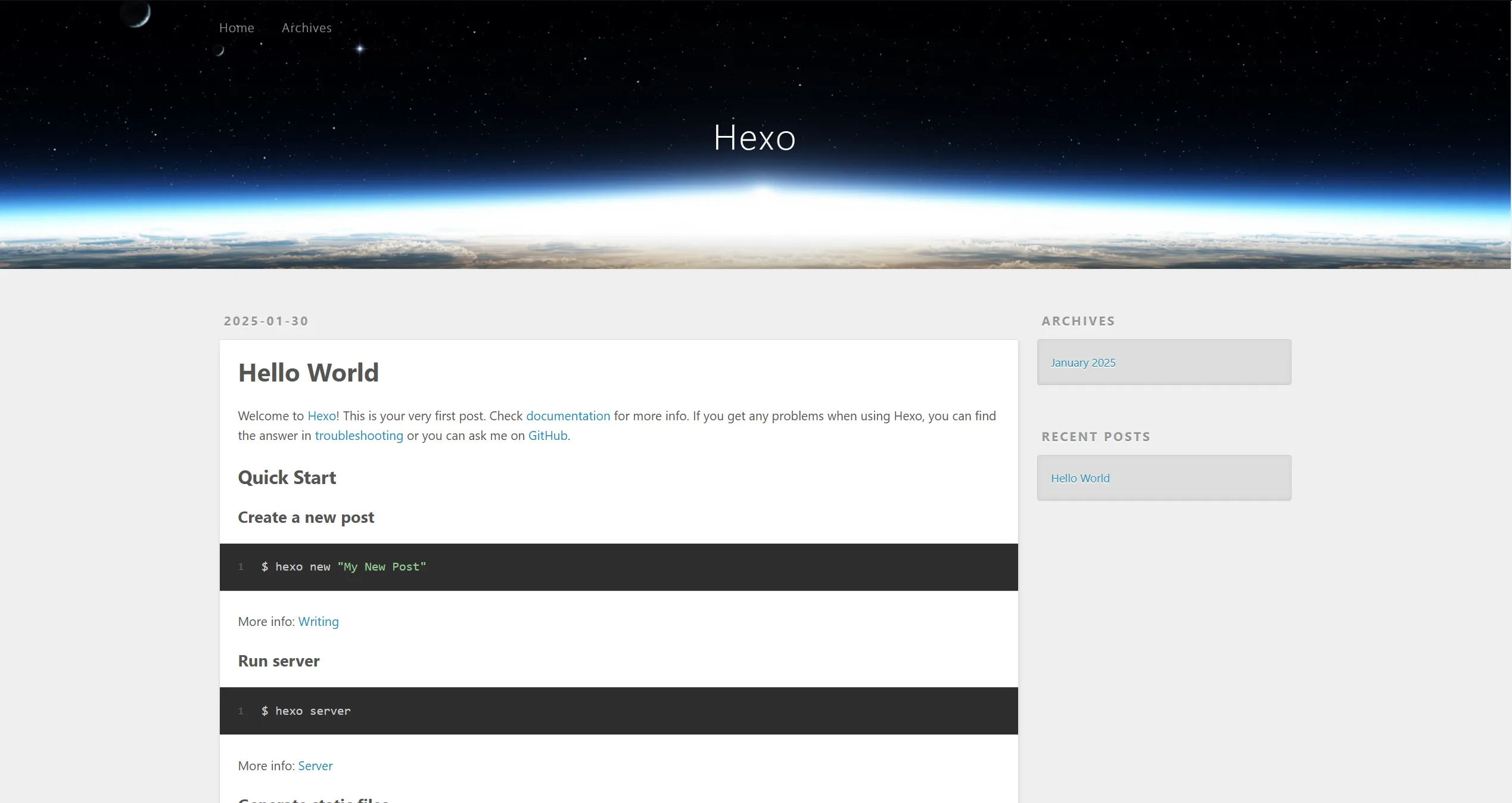 Hexo 初始化博客效果